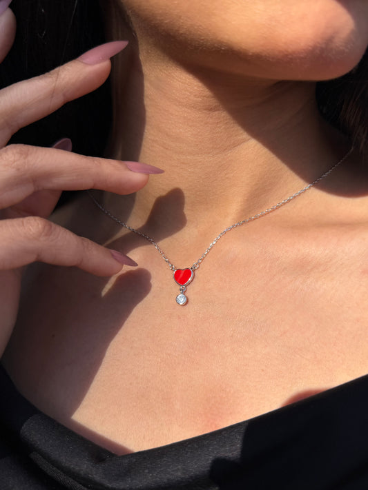 Red Heart Necklace in Sterling Silver 925s