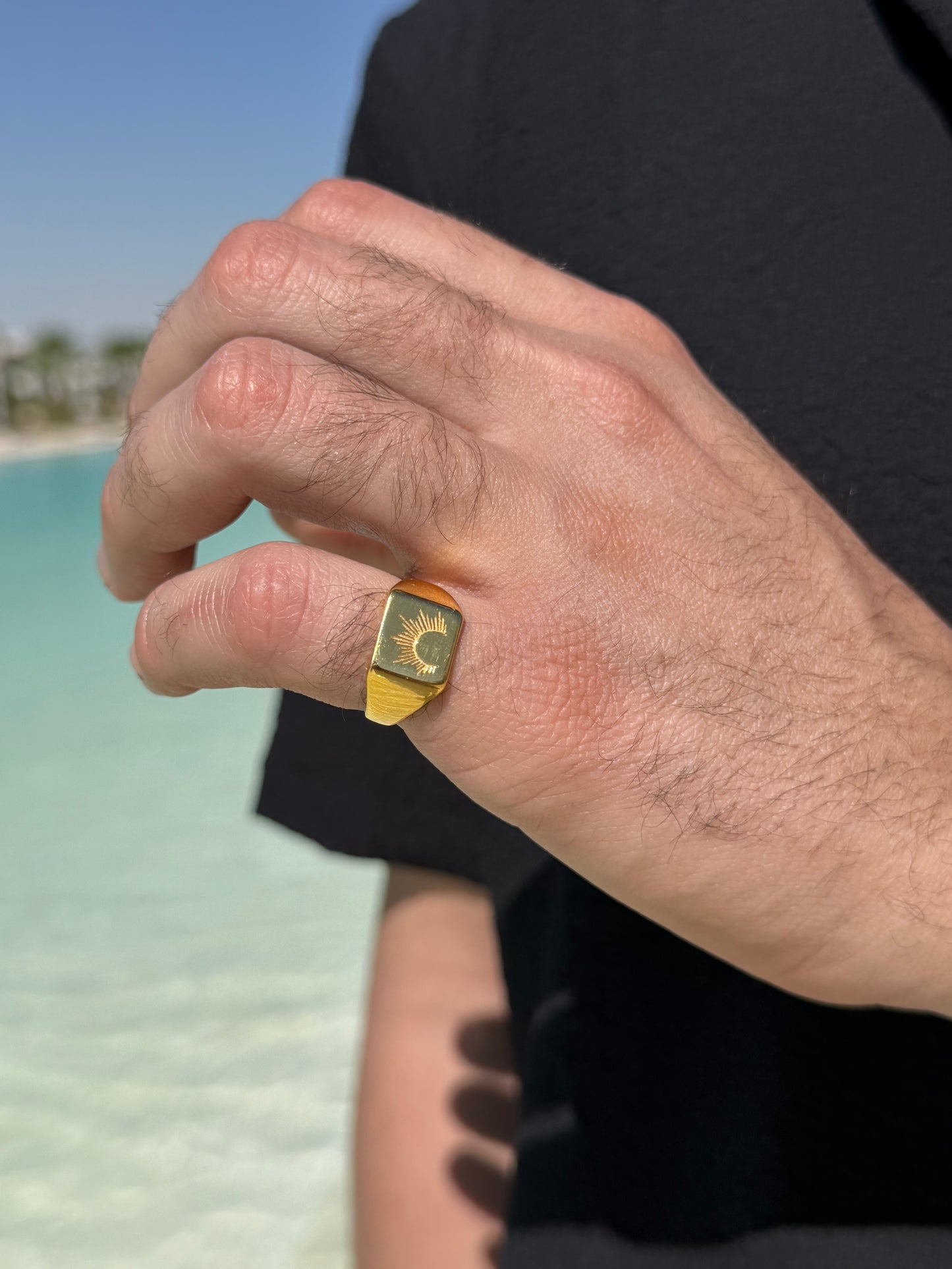 Sun Ring in Sterling Silver 925s-Fine Gold Plated