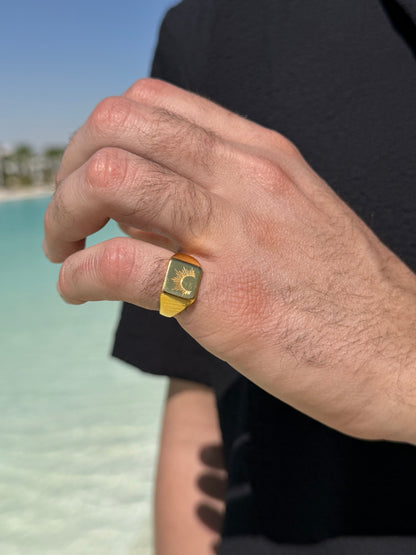 Sun Ring in Sterling Silver 925s-Fine Gold Plated