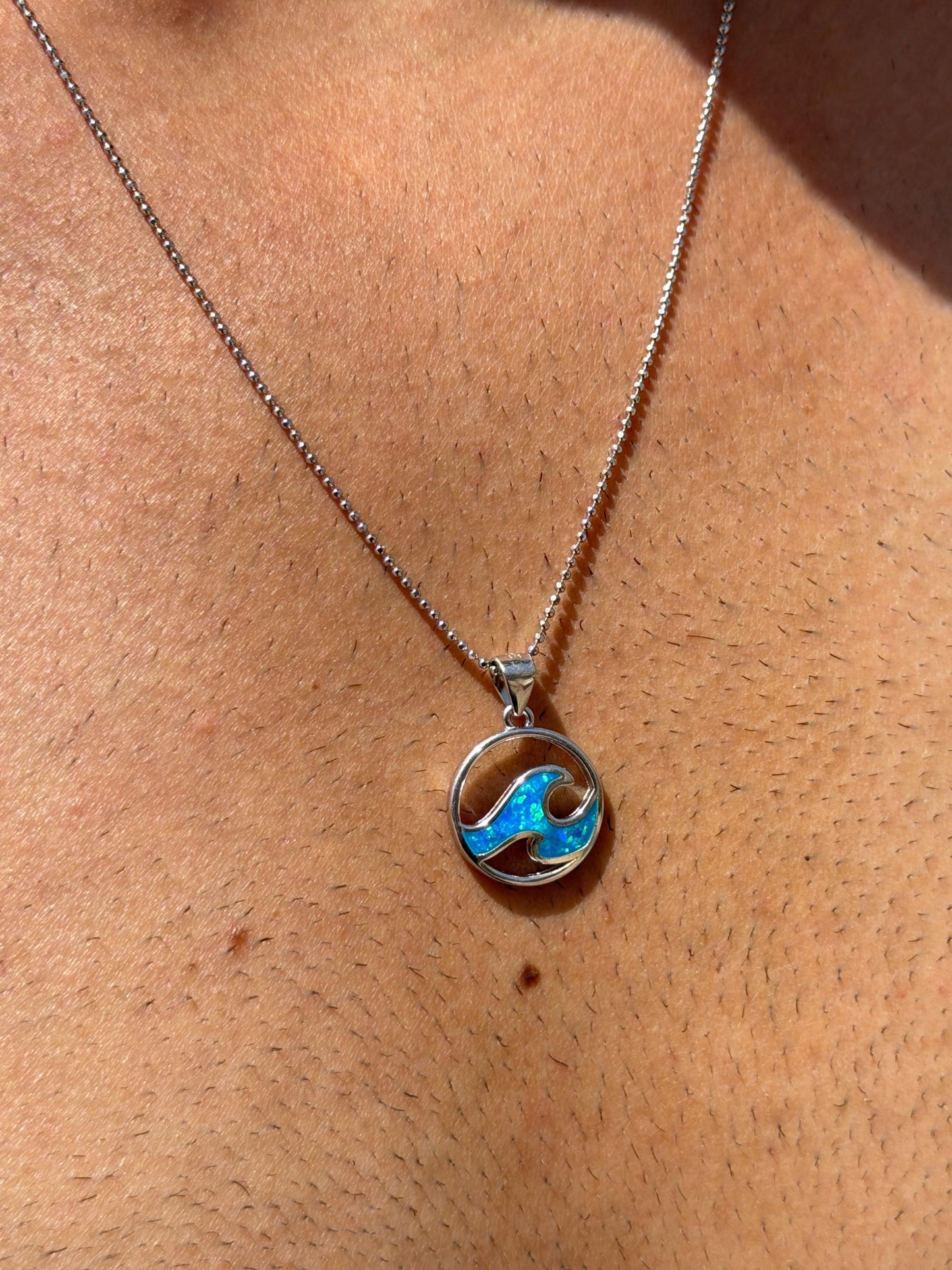 Wave Opal Necklace in Sterling Silver 925s