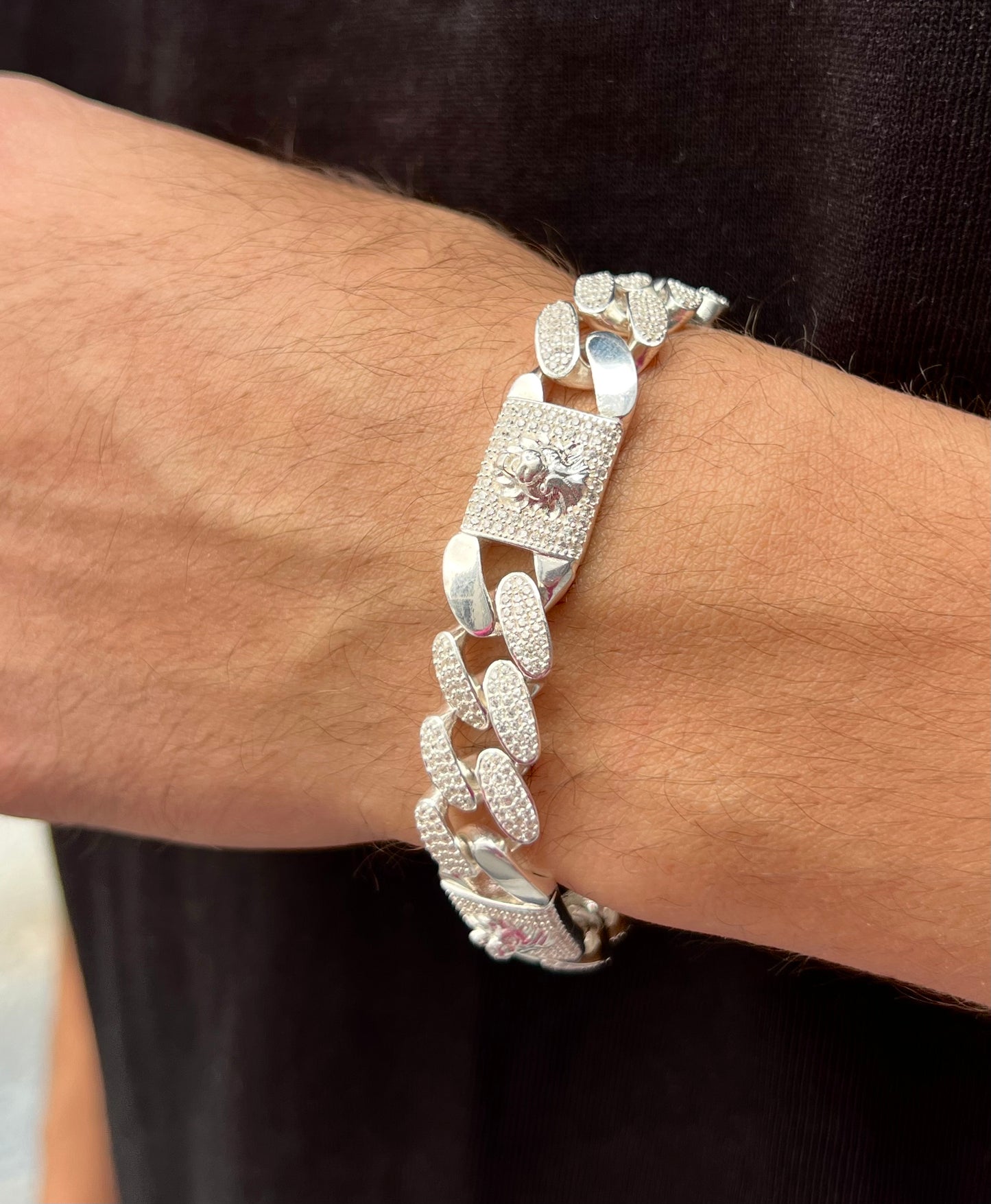 Iced Versace Gangster Chain -Bracelet S925 Sterling Silver for men