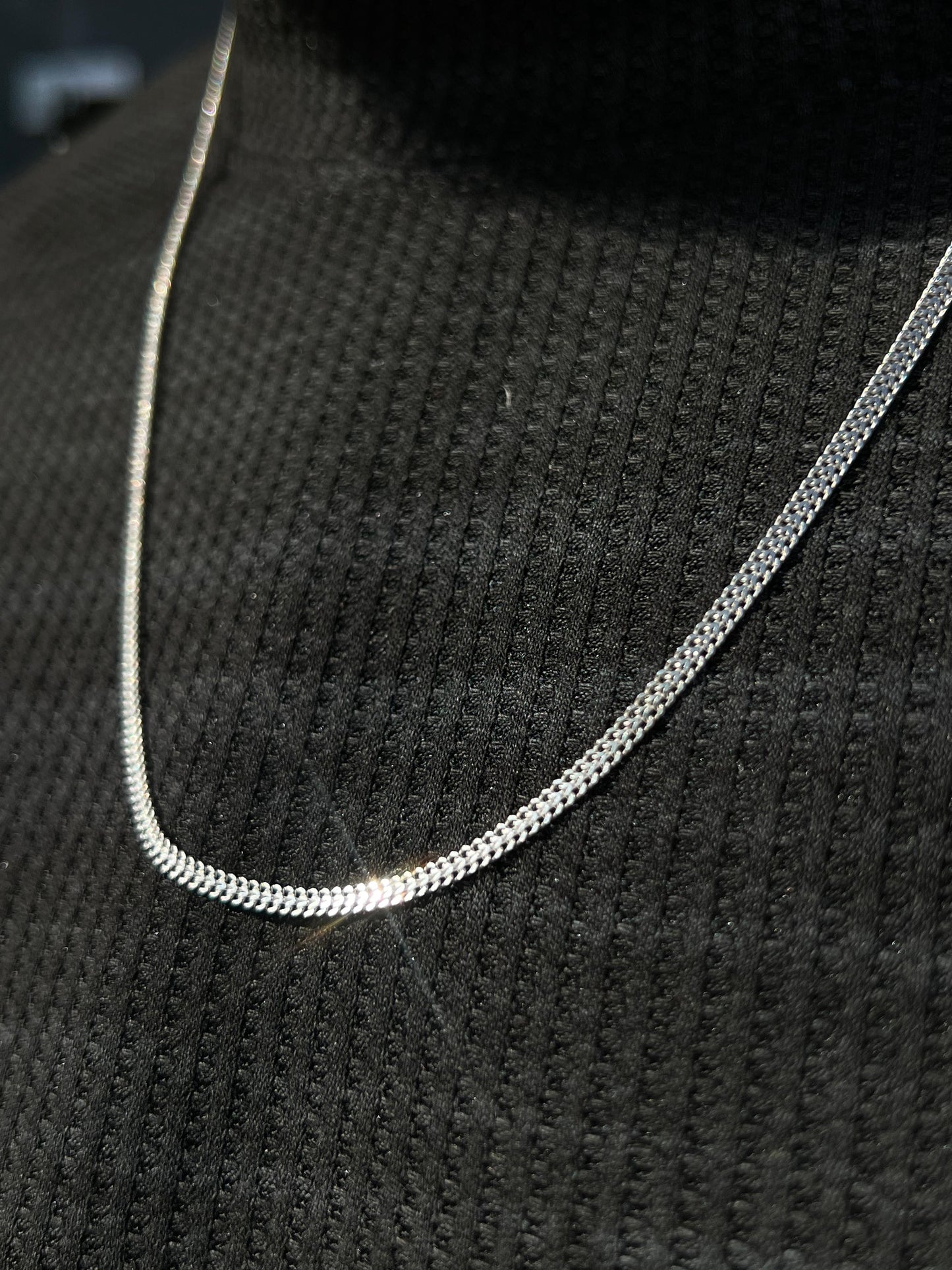 Sleek Dragon bone Necklace for Men's Sterling Silver 925s- (59.5cm-3mm)