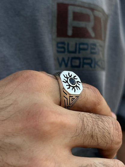 Sun Signet Ring -for Men's Sterling Silver 925s