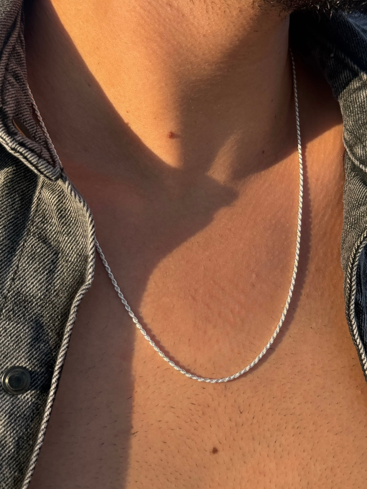 Helix Rope Necklaces for Men's Sterling Silver 925s-1.5mm-