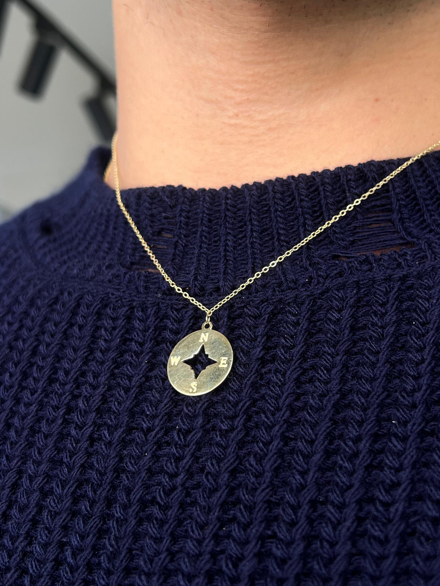 Gold Plated compass Necklace for Men's Sterling Silver 925s