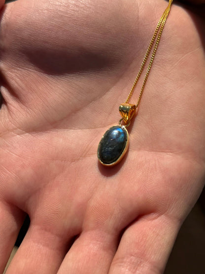 Natural labradorite stone Necklace Sterling Silver 925s