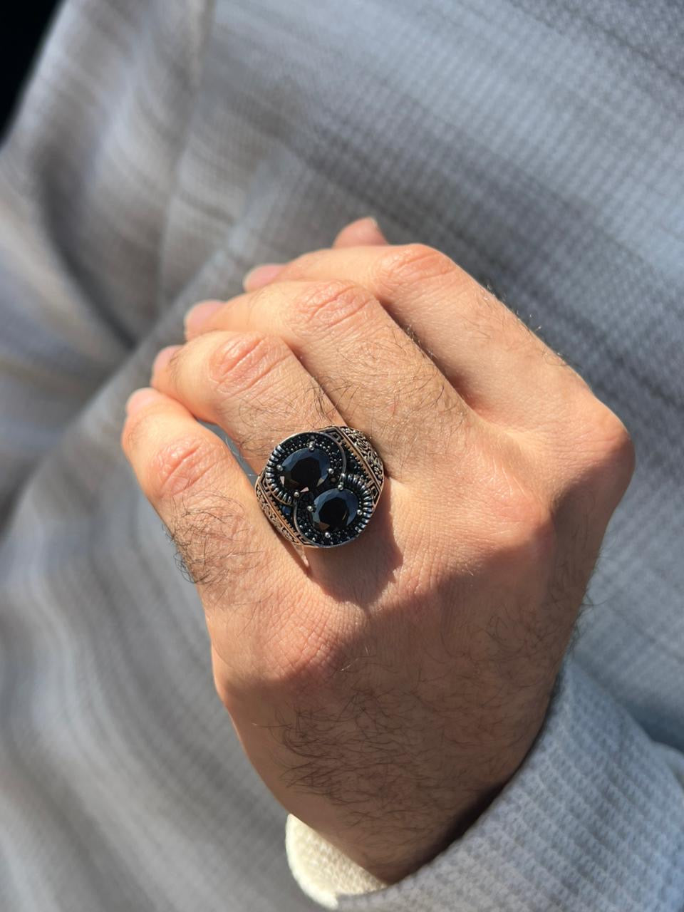 Black Double Crown Ring -Sterling Silver 925s