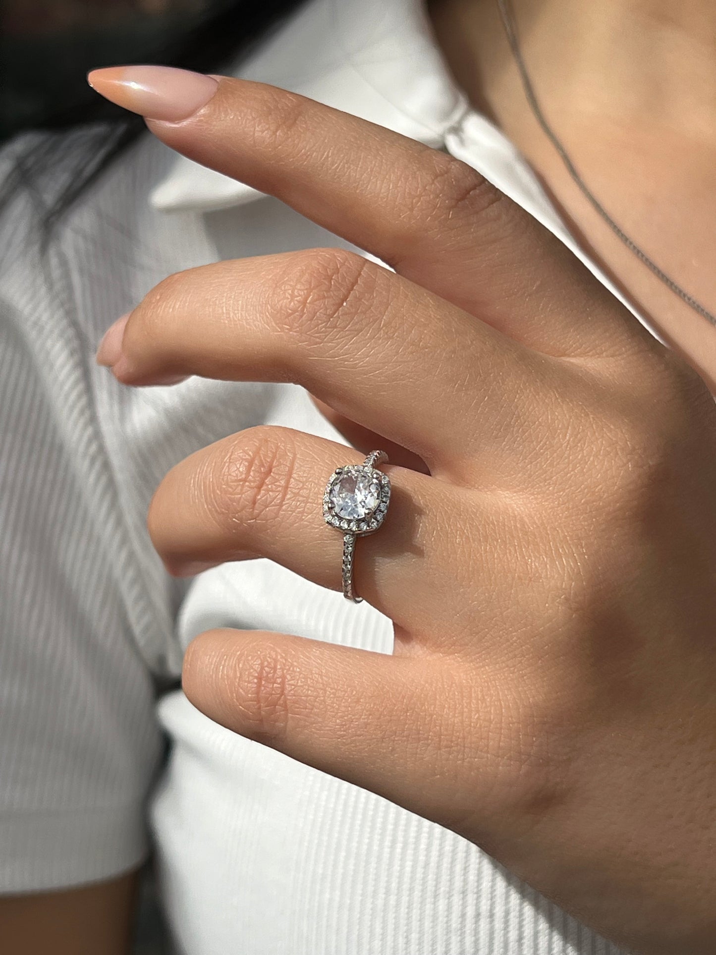 Square Ring -Clear Zirconia in Sterling Silver -925