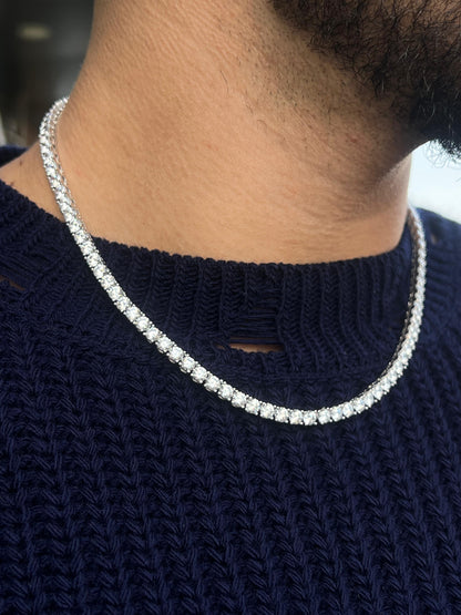 4mm Clear Tennis Necklace in Italian sterling silver-s925(45cm)