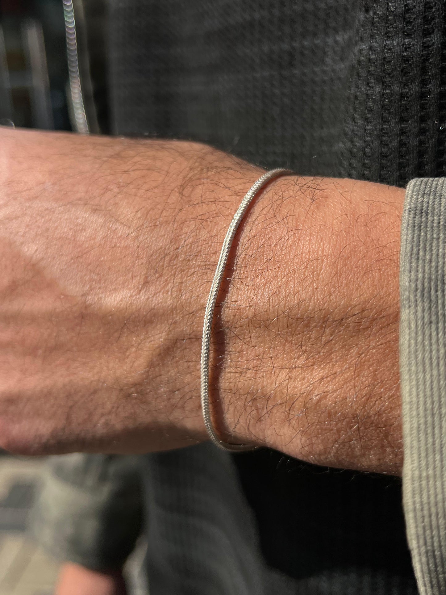 Sleek Bracelet for Men's Sterling Silver 925s(18.5cm-2mm)