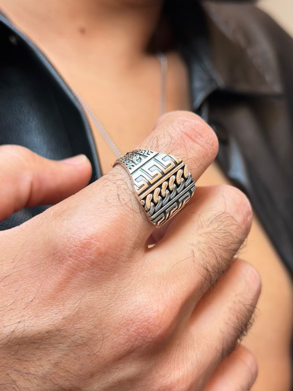 Z Grommet Maze Ring in Sterling Silver 925s