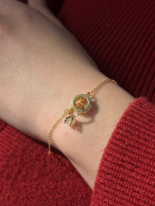 Fine Gold plated Promise Rings Bracelet -in Sterling Silver -925