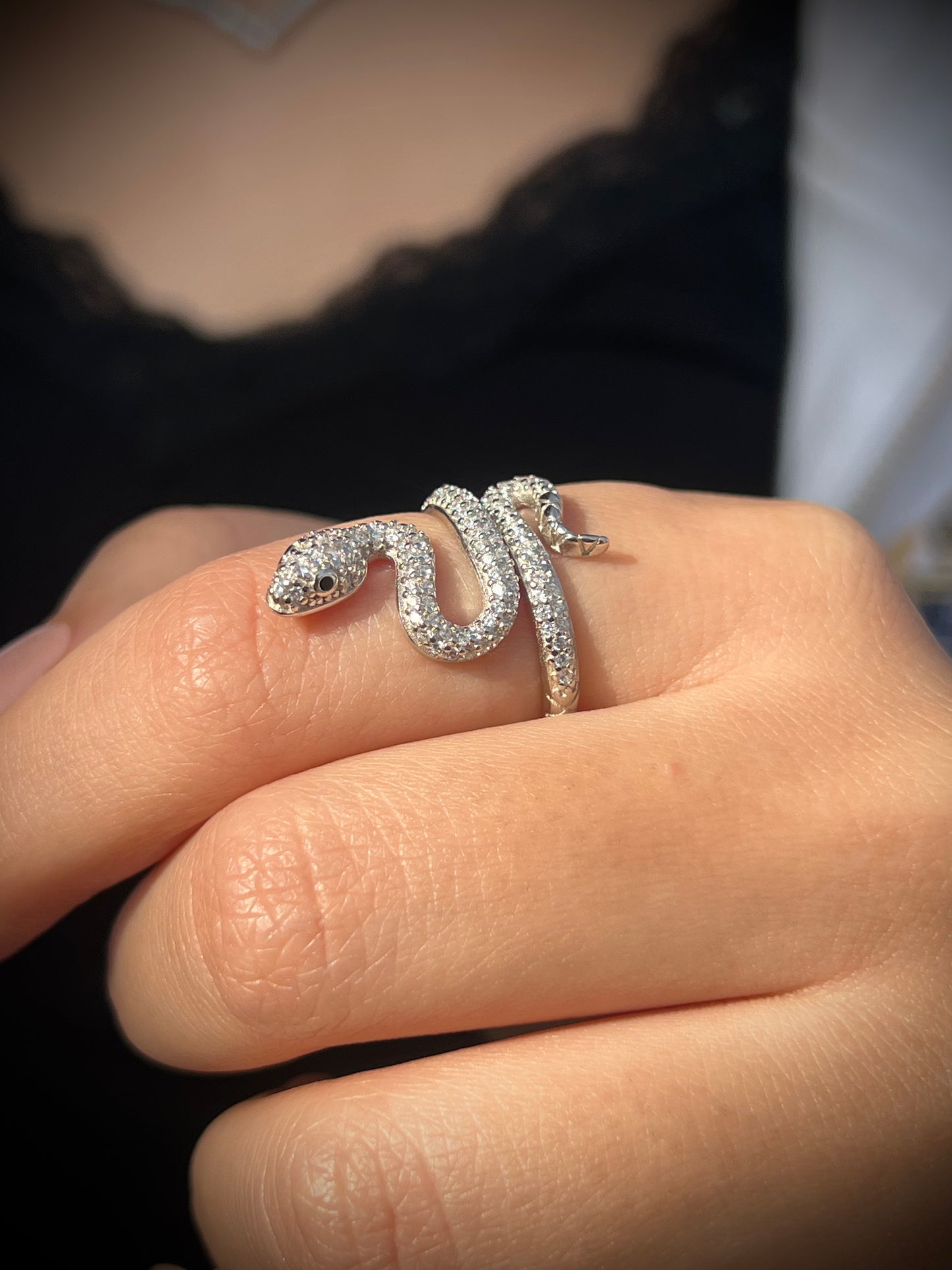 Snake Ring Zirconia in Sterling Silver -925