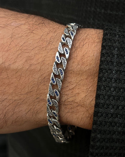 Engraved Ocean Grommet Bracelet Sterling Silver 925s-(20cm-8mm)