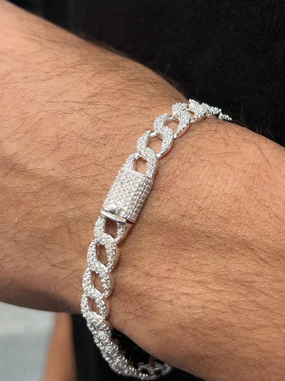 Medium Iced Gangster Chain Bracelet S925 Sterling Silver for men