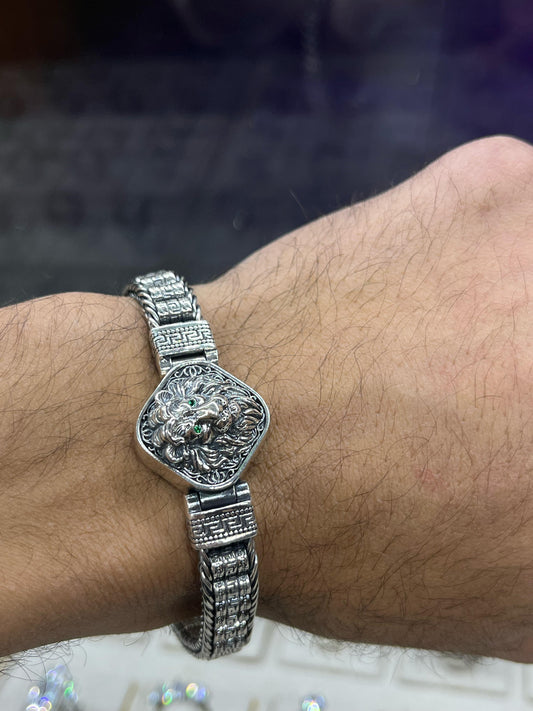 Aslanor Lion Head Bracelet for Men Sterling Silver 925s,