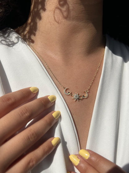 Gold Plated Orbit Glow Necklace in Sterling Silver 925s