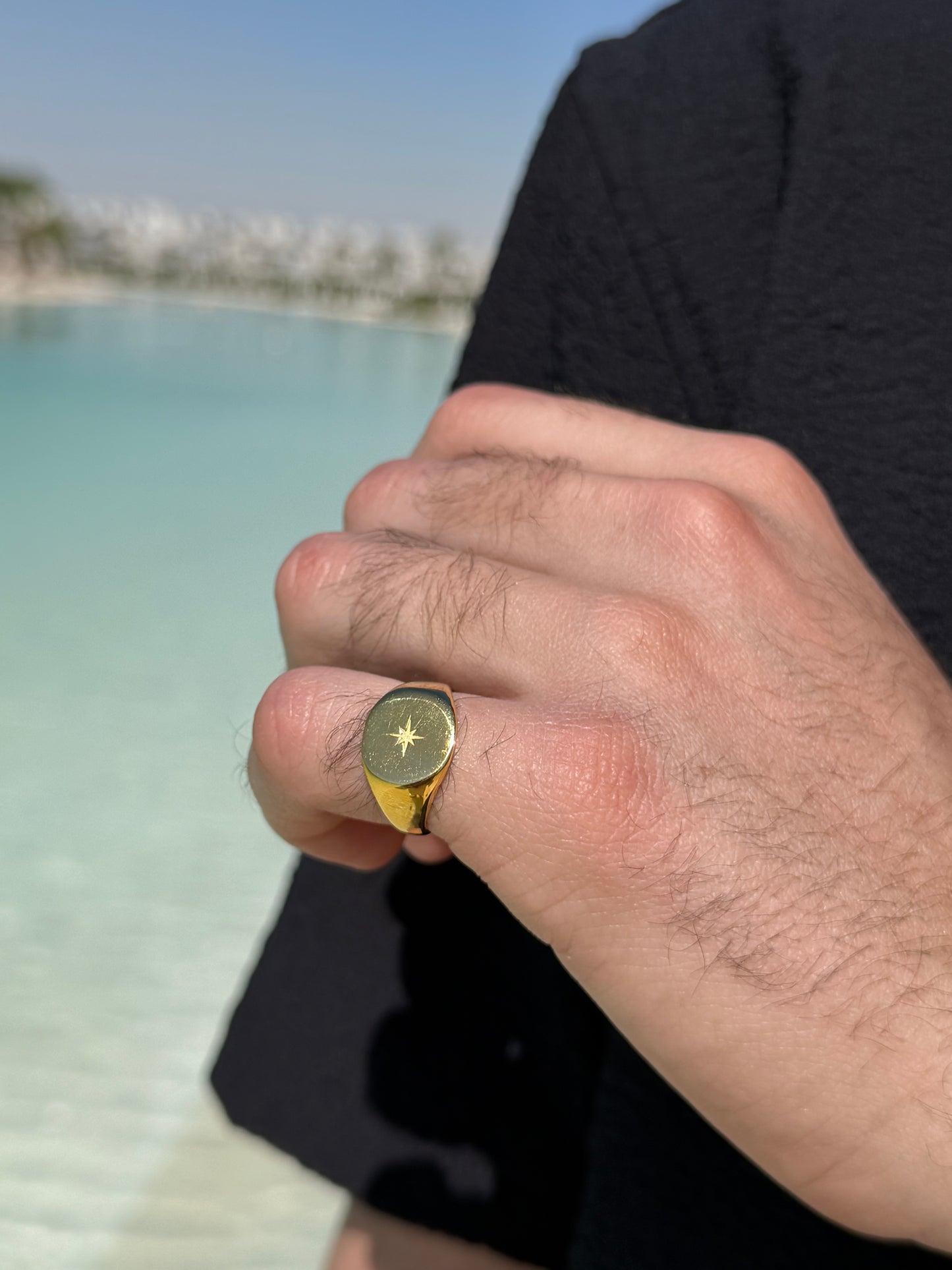 Star Drop Ring in Sterling Silver 925s-Fine Gold Plated
