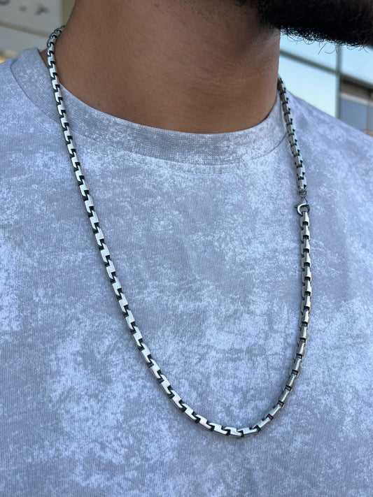 Sleek Linked Necklace For Men Sterling Silver 925s-62cm-6mm