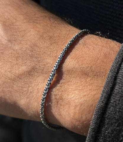 Rounded Grou Chain S925 Sterling Silver Bracelet (19cm-3mm)