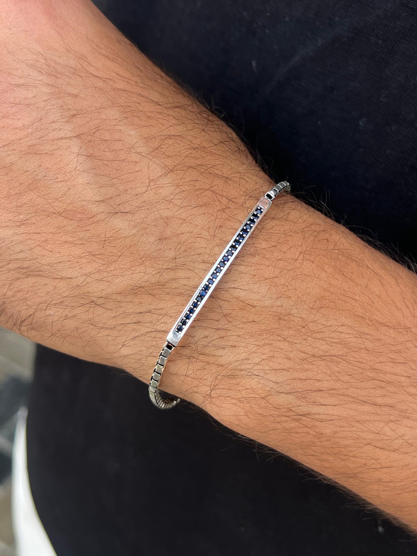 Blue Blanka Bracelet Sterling Silver 925s-(20cm-4mm)