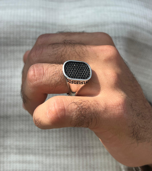 Black Zirconia Versace Ring -Sterling Silver 925s