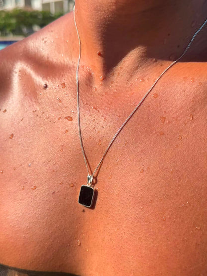 Black Stone(Onyx) Necklace for Men's Sterling Silver 925s