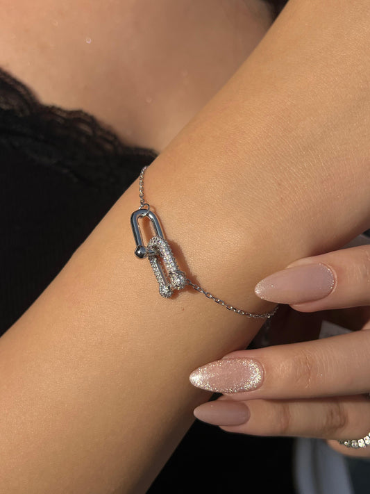 Sparkling Pin Zirconia Bracelet -in Sterling Silver -925