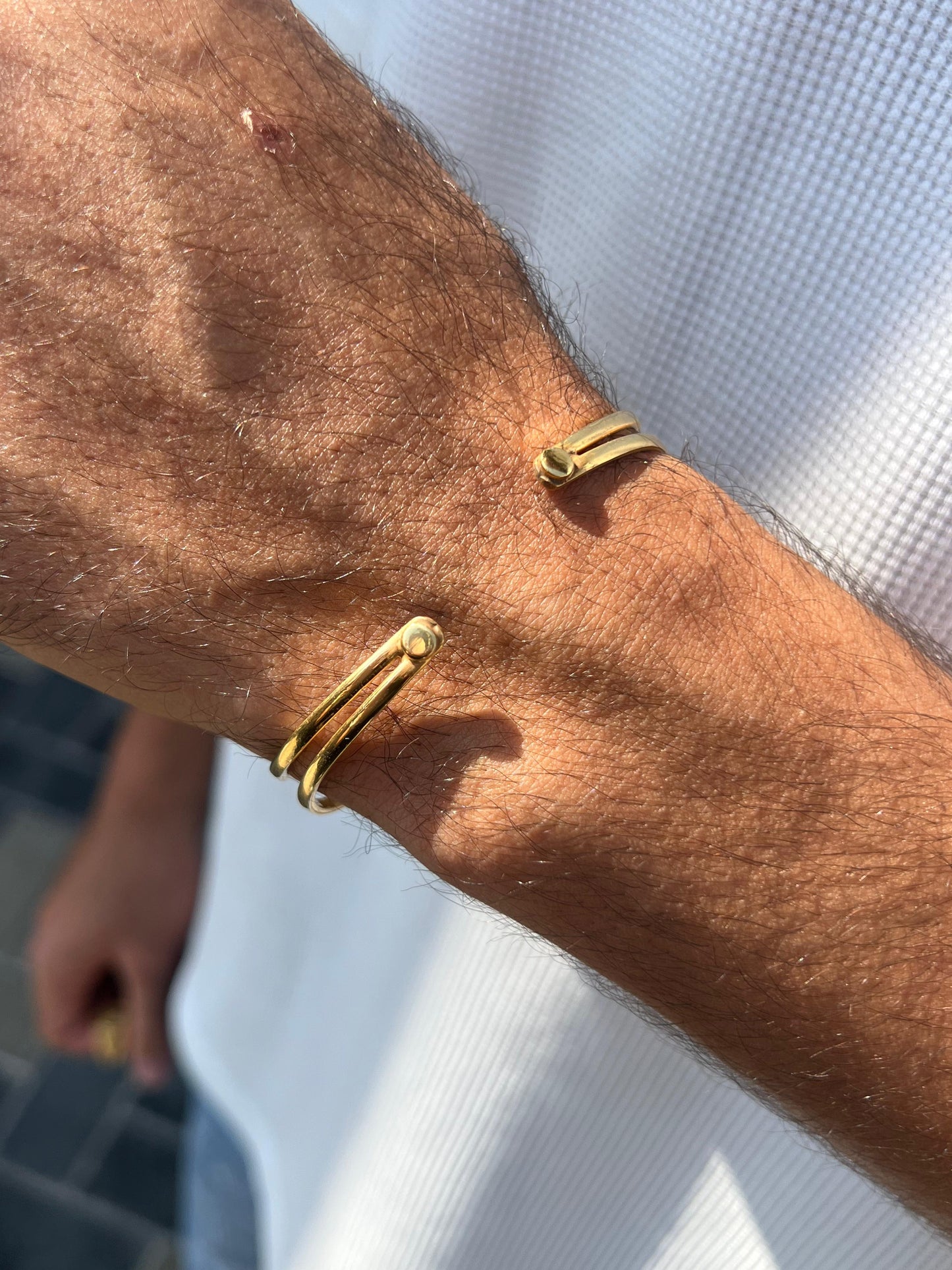 Premium- (10mm) Ankh cuff in Sterling Silver 925s- Real 21K Gold Plated