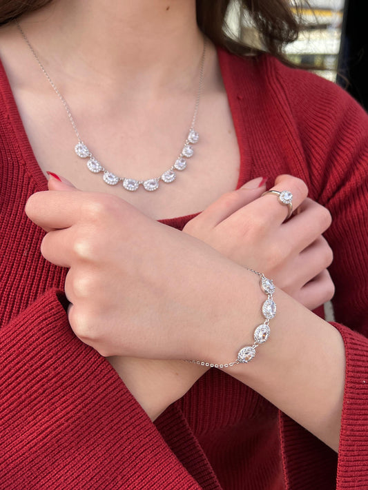 Sparkling oval Full Set (4-pieces) In Italian Sterling Silver 925