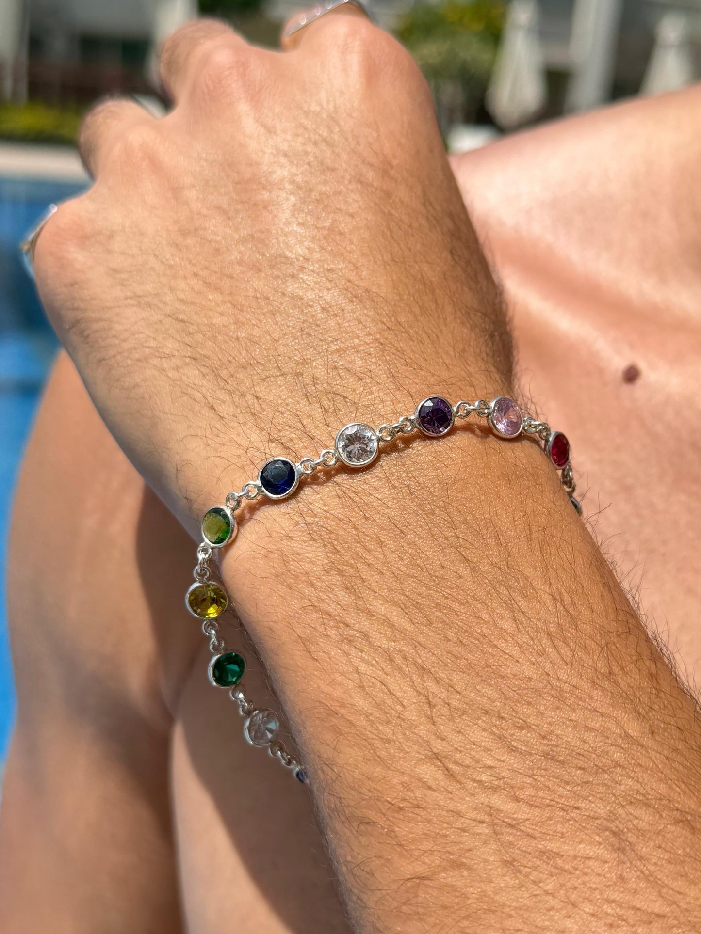 Multi ZIRCONIA Bracelet Sterling Silver 925s