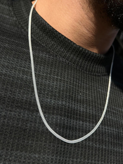 Sleek Dragon bone Necklace for Men's Sterling Silver 925s- (59.5cm-3mm)