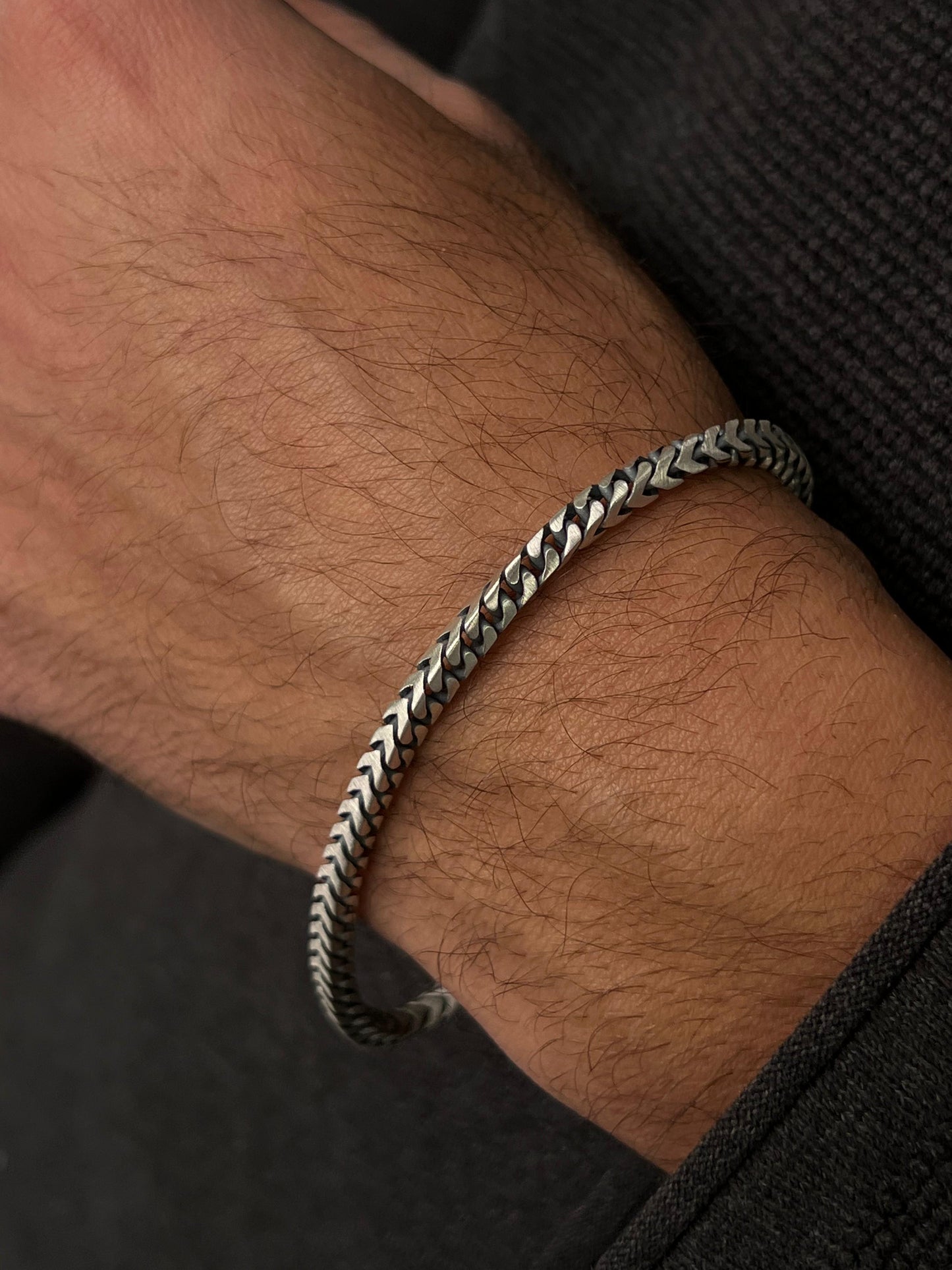 Chevron-Arrow bracelet for men-Pure925s 4mm