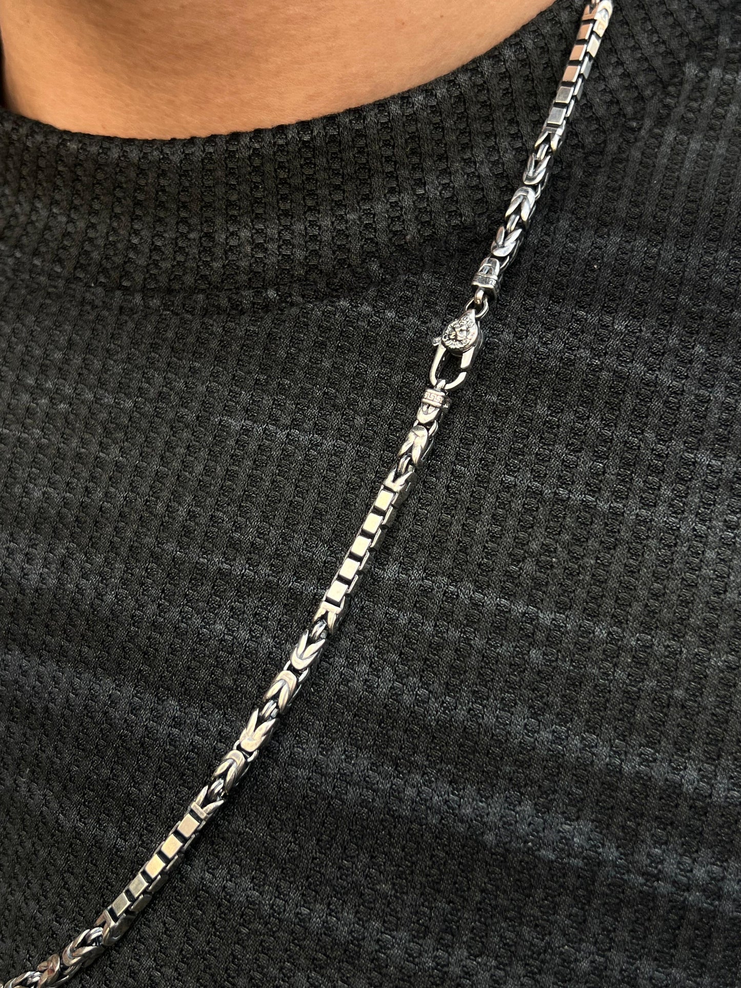 Box X King Necklace For Men Sterling Silver925-(65cm-4mm)