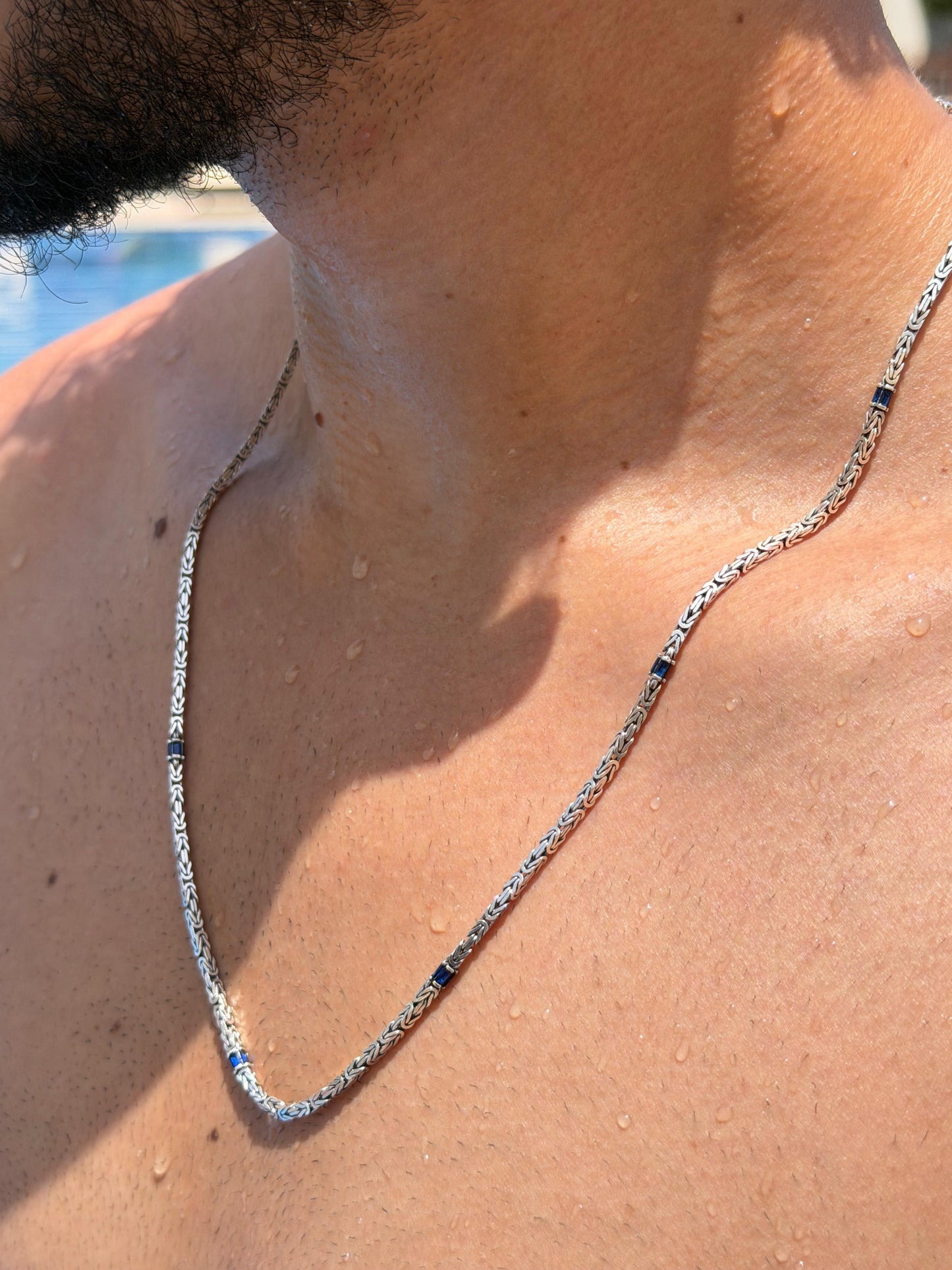 Navy King Necklace Sterling Silver 925s-64cm