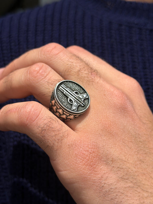 Black Guns Ring -for Men's Sterling Silver 925s