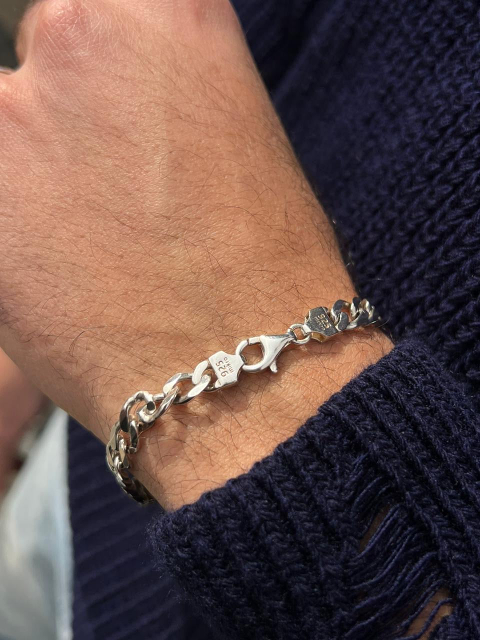 Engraved Oxized Bracelet for Men's Sterling Silver 925s-(20,5cm)