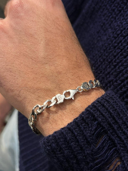 Engraved Oxized Bracelet for Men's Sterling Silver 925s-(20,5cm)