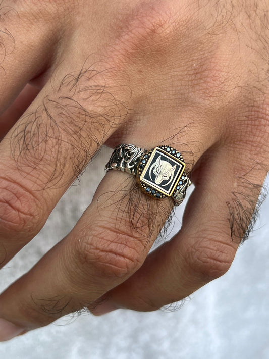 Flame Wolf  Ring -for Men's Sterling Silver 925s