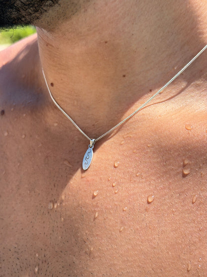 Wave Tag Necklace in Sterling Silver 925s