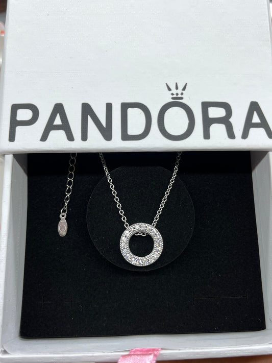 Pandora Logo Pavé Circle Collier Necklace