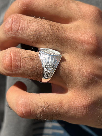 Hexagon Diamond Zirconia Ring for Men in Sterling Silver 925s