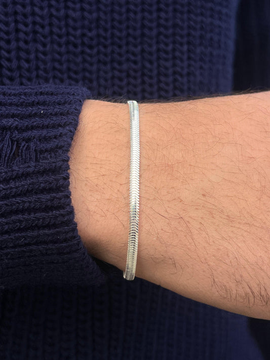 Flat Snake -S925 Sterling Silver Bracelet for men