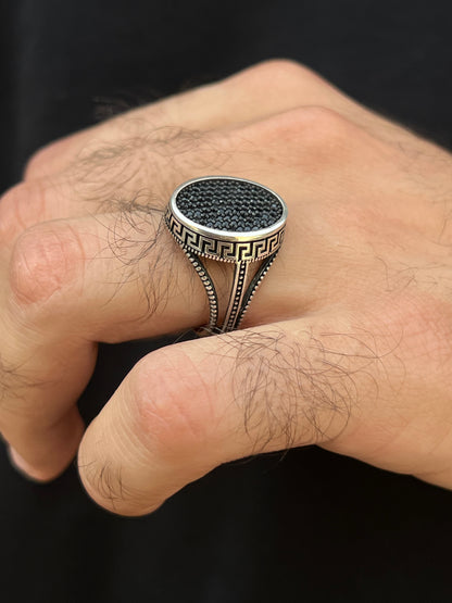 Black Zirconia Versace Ring -for Men's Sterling Silver 925s
