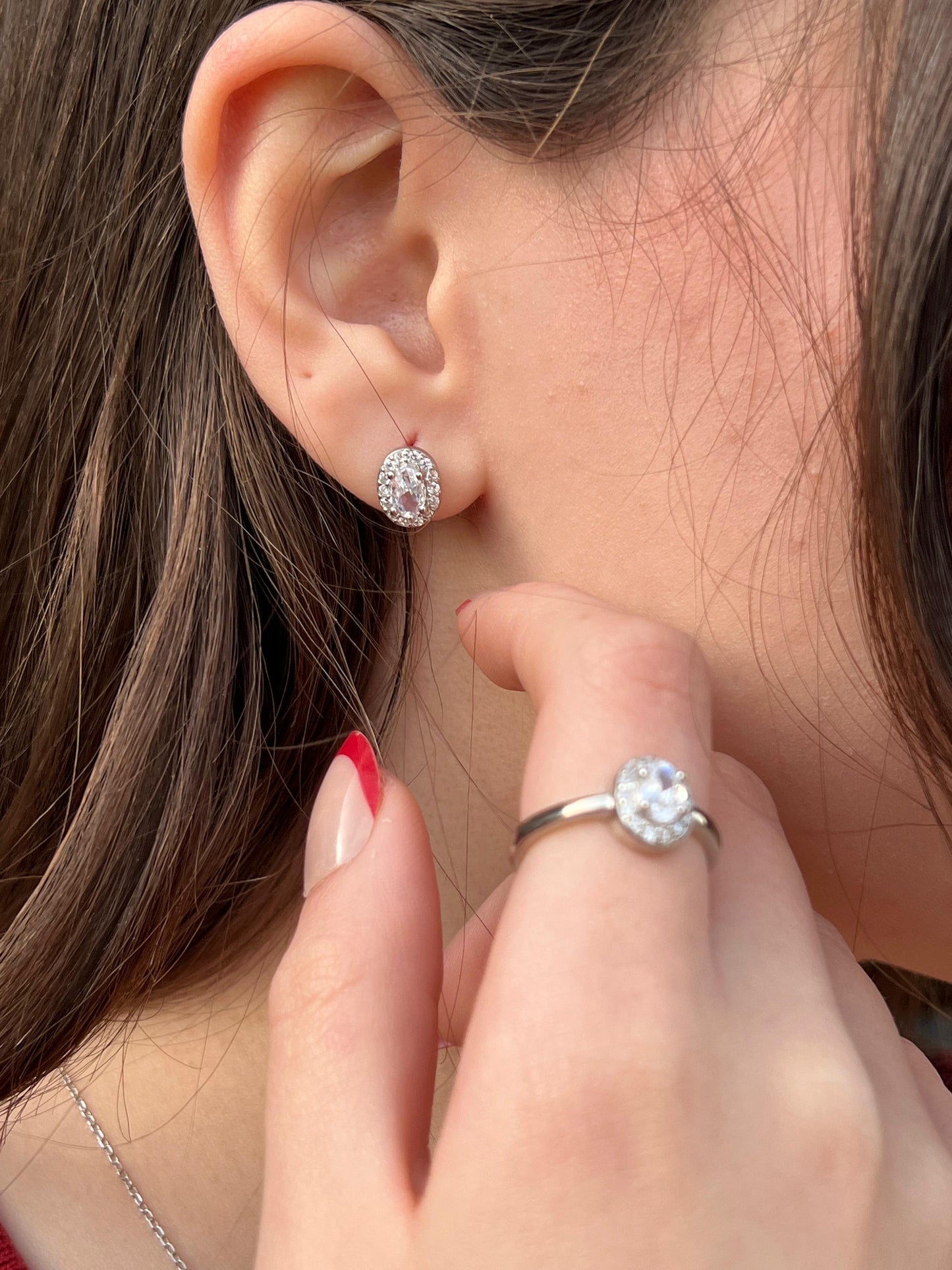 Sparkling oval Full Set (4-pieces) In Italian Sterling Silver 925