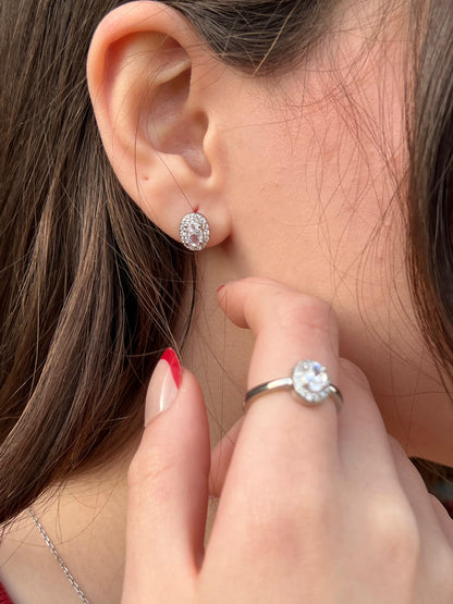 Sparkling oval Full Set (4-pieces) In Italian Sterling Silver 925