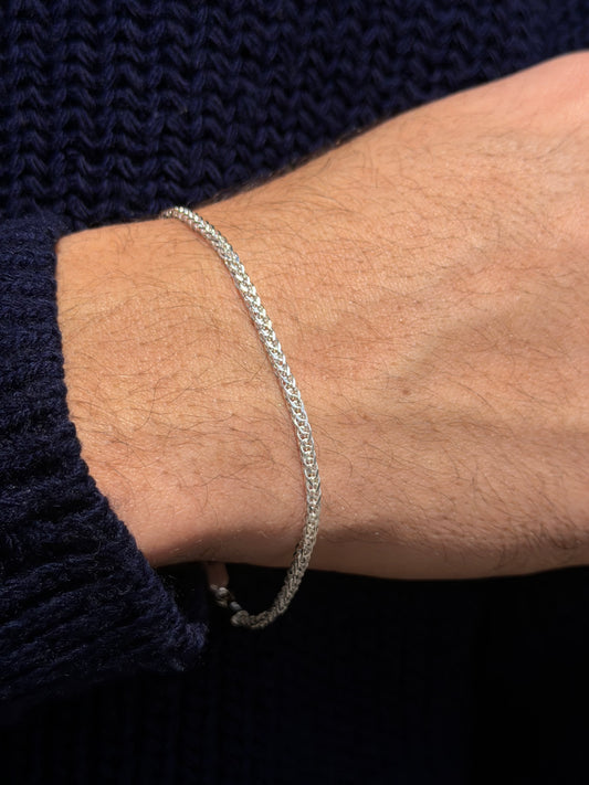 Blocked Franco Bracelet for Men's Sterling Silver 925s(20cm-3mm)