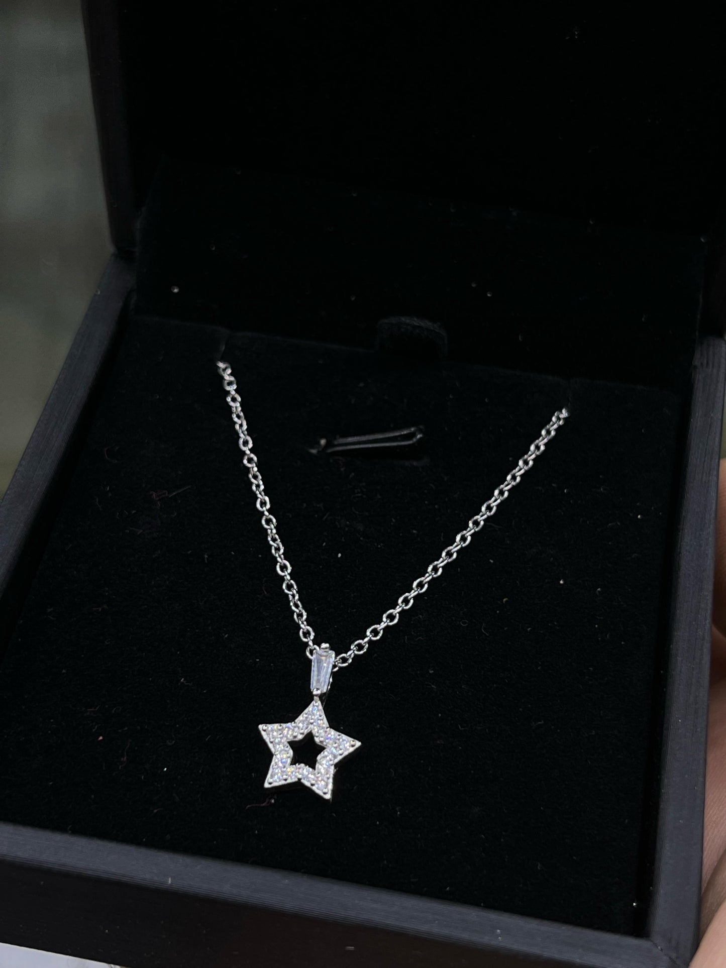 Star zirconia Necklace -sterling Silver-925s