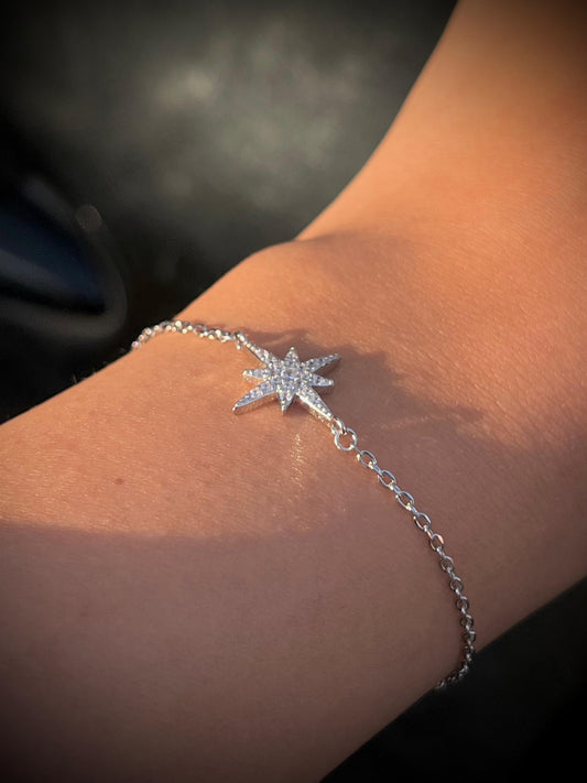 Sparkling Zirconia North Star Bracelet -in Sterling Silver -925