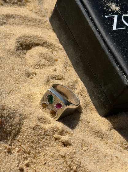 Gem Signature Ring in Sterling Silver 925s